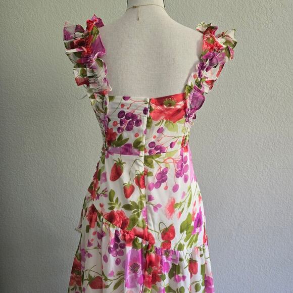 NWT Abercrombie & Fitch Womens Floral Maxi Dress S Ruffle High-Low Wedding Guest - Picture 5 of 12